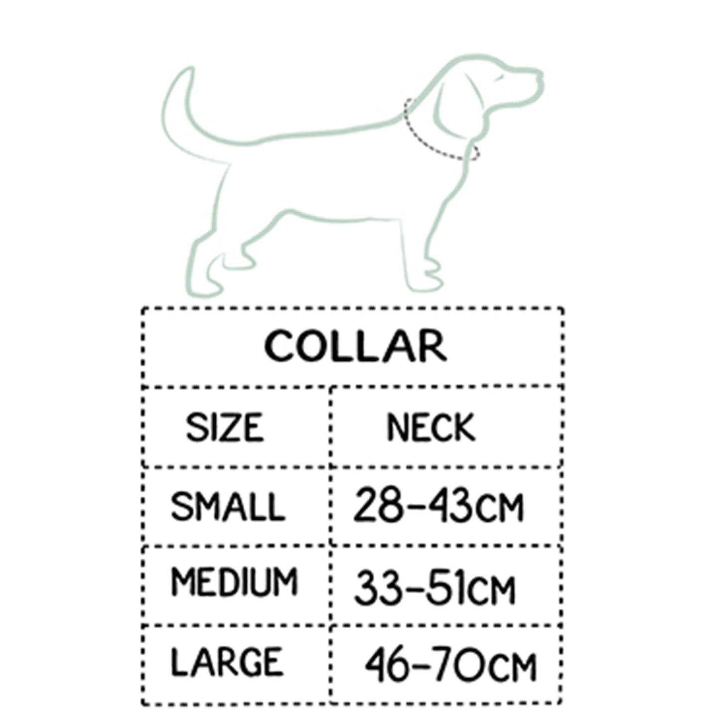 Dog collar size chart guide