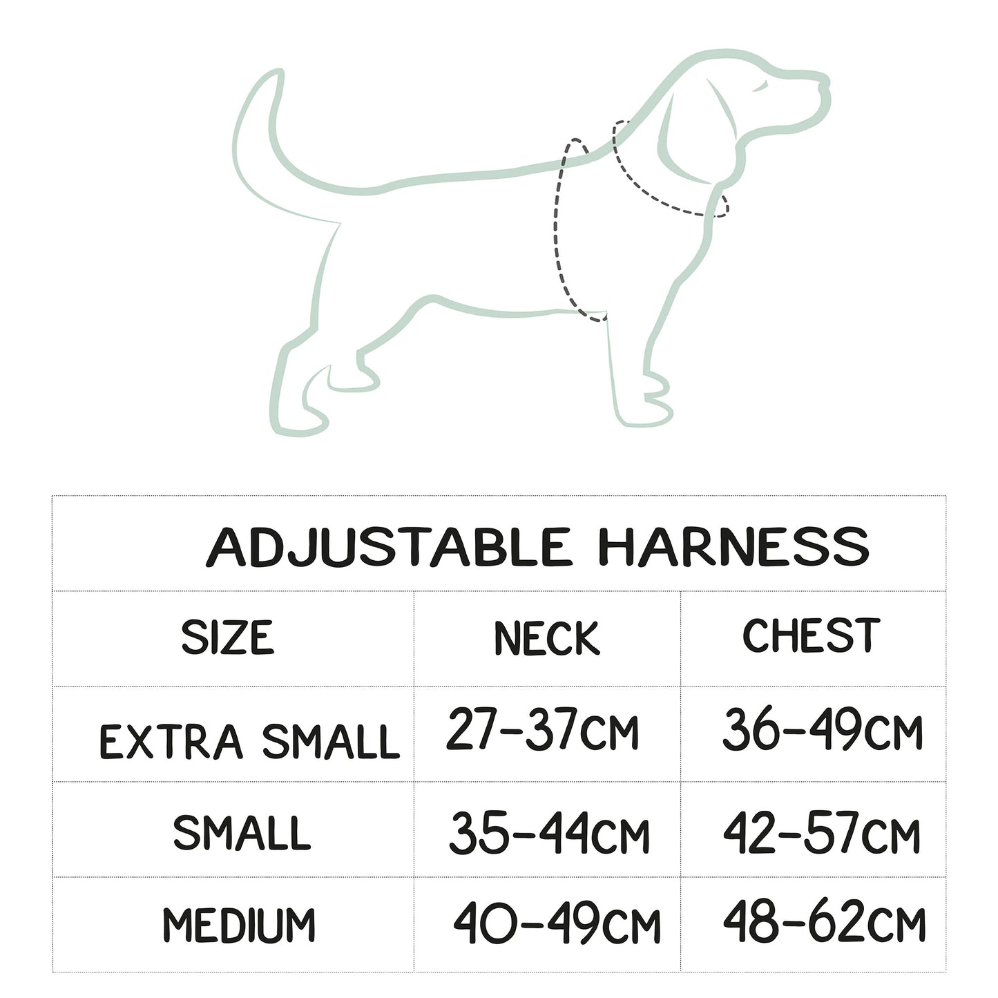 Dog harness size guide